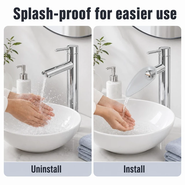 Alt view image 5 of 7 - 4PCS Silicone Sink Faucet Extender for Toddlers Adjustable | Faucet Extension Splash-Proof Sink Extenders for Bathroom or Kitchen, Helps Water Reach Kids for Handwashing