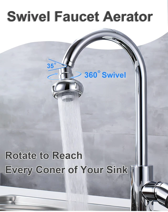 Alt view image 3 of 7 - 360° Swivel Kitchen Faucet Aerator,Anti-Splash Dual-function Kitchen Faucet Sprayer Attachment,Large-diameter Shower Head Sink Aerator,Water Saving,Engineering Plastic PA66-3 Inch