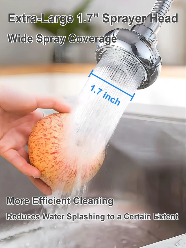 Alt view image 5 of 7 - 360° Swivel Kitchen Faucet Aerator,Anti-Splash Dual-function Kitchen Faucet Sprayer Attachment,Large-diameter Shower Head Sink Aerator,Water Saving,Engineering Plastic PA66-3 Inch