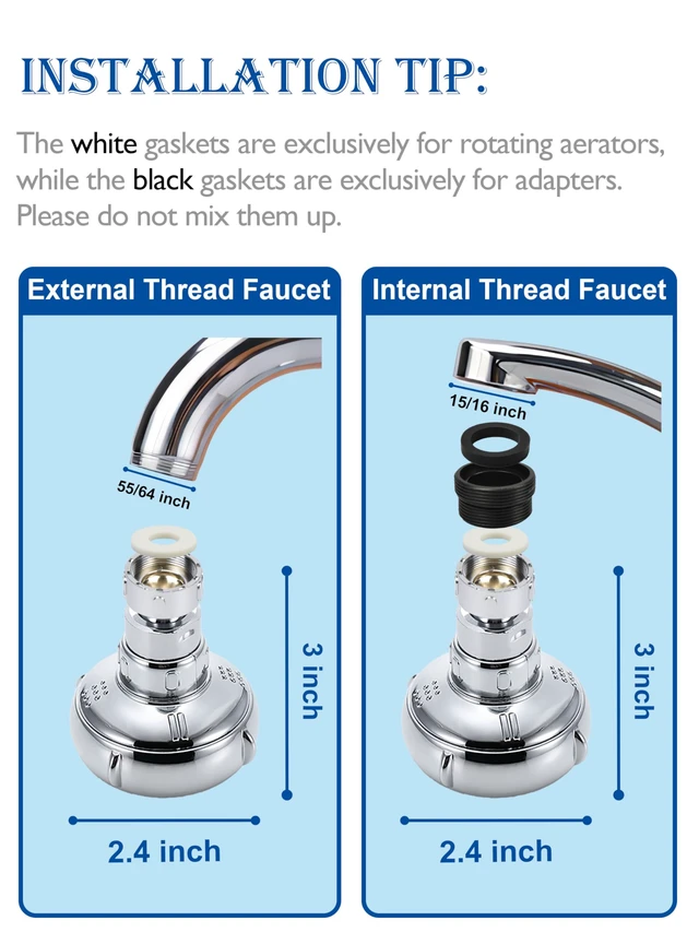 Alt view image 7 of 7 - 360° Swivel Kitchen Faucet Aerator,Anti-Splash Dual-function Kitchen Faucet Sprayer Attachment,Large-diameter Shower Head Sink Aerator,Water Saving,Engineering Plastic PA66-3 Inch