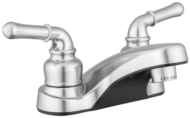 Main image of Lynden Bathroom Sink Faucet, Metallic Plated ABS (Satin Nickel) | Lightweight, rustproof, and easy to install; smooth valve control for kitchen, bath, or laundry sinks. Durable plastic build.