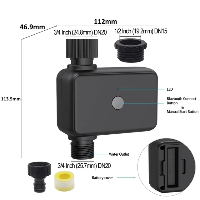 Alt view image 2 of 7 - GIEX WiFi Sprinkler Timer, Smart Garden Hose Water Timer, 2.4GHz WiFi & Bluetooth, Rain Delay, Manual Watering, App & Voice Control, Compatible with Alexa & Google Assistant (WiFi Sprinkler)
