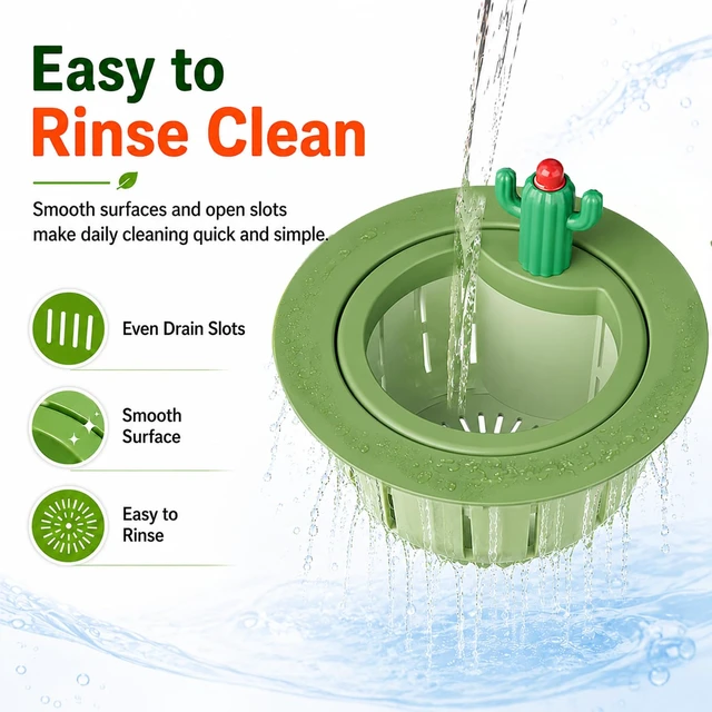 Alt view image 6 of 7 - Sink Drain Strainer Basket Kitchen Filter Hanging Multifunctional Plastic Green Accessories Kit Corner Cute Stuff Cactus Catcher Food Style Triangle Faucet Smart Draining Over