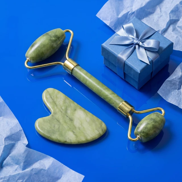 Alt view image 2 of 7 - IcyMe Gua Sha & Jade Roller Set for Facial Sculpting and Relaxation | Cooling Face Roller & Guasha Tool for Face Lymphatic Drainage, Depuffing, Jawline Definition, Skin Care Gifts for WomenGreen