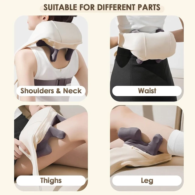 Alt view image 7 of 7 - Neck and Traps Massager with Heat, Shiatsu Back Pillow, 2 Heating Levels | Wireless Kneading Neck and Shoulder Massager Deep Tissue Massage Hands-Free, Unisex