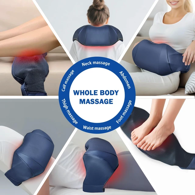 Alt view image 6 of 7 - Shiatsu Neck and Back Massager with Heat,Electric Shoulder Massager for Pain Relief Deep Tissue,3D Kneading Massage with Cloth Cover Easy to Clean (Blue)