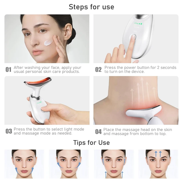 Alt view image 5 of 7 - Face Neck Tool for Skin Care, Electric Neck Face Lifting Device for Wrinkle Removal (White)