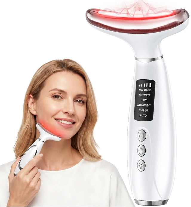Main image of Red Light Therapy for Face and Neck, 7-Color LED Face Massager with EMS, Heat & Vibration, 6 Modes & 4 Intensities, Rechargeable Face Sculpting Tool for At-Home Skincare