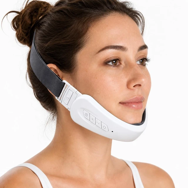 Alt view image 2 of 7 - Electric Double Chin Device and V-Face Machine with 6 Modes 12 Gear Waveform Strength Intelligent Face Slimming Massager for Chin Lift, Jawline Definition, V-Face Shaping and Facial Contouring