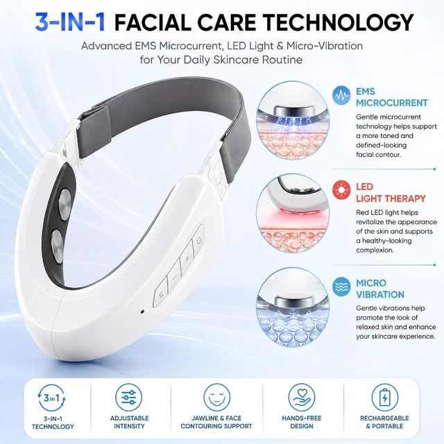 Alt view image 3 of 7 - Electric Double Chin Device and V-Face Machine with 6 Modes 12 Gear Waveform Strength Intelligent Face Slimming Massager for Chin Lift, Jawline Definition, V-Face Shaping and Facial Contouring