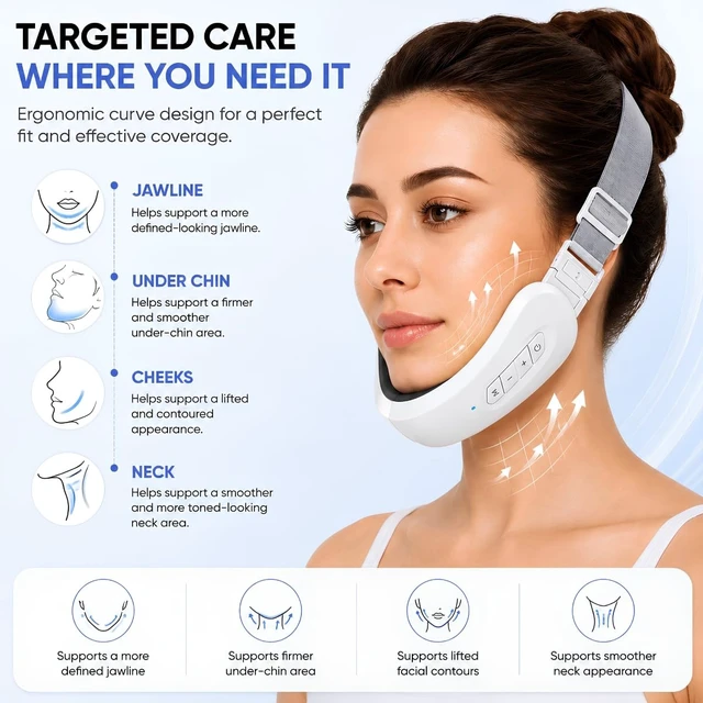Alt view image 4 of 7 - Electric Double Chin Device and V-Face Machine with 6 Modes 12 Gear Waveform Strength Intelligent Face Slimming Massager for Chin Lift, Jawline Definition, V-Face Shaping and Facial Contouring