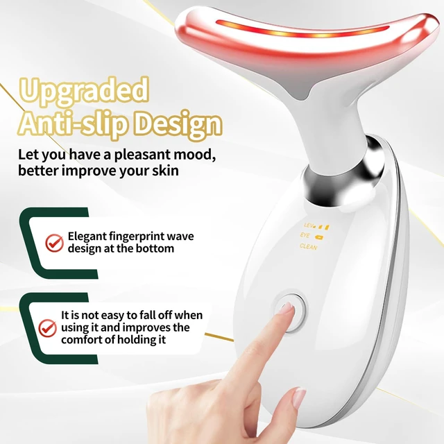 Alt view image 6 of 7 - Face Light Therapy Device, Based on Triple Action LED, Thermal, and Vibration Technologies, Face and Neck Beauty Device with 7 Color LED for Home Use, Improve Skin(Glossy White)