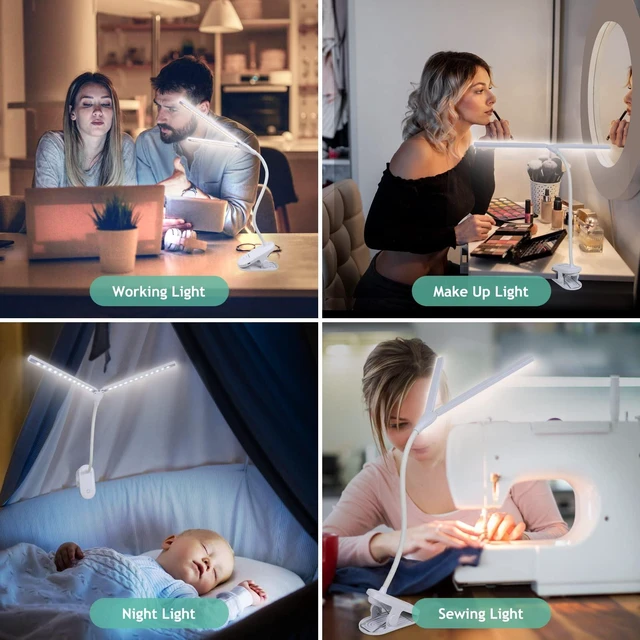 Alt view image 6 of 6 - LED Reading Light with Clip, Desk Lamp 48 LEDs 2600mAh Battery USB Rechargeable Book Lights Stepless Adjustable Brightness Eye Protection Flexible Table Lamps for Bed Headboard, Home, Office
