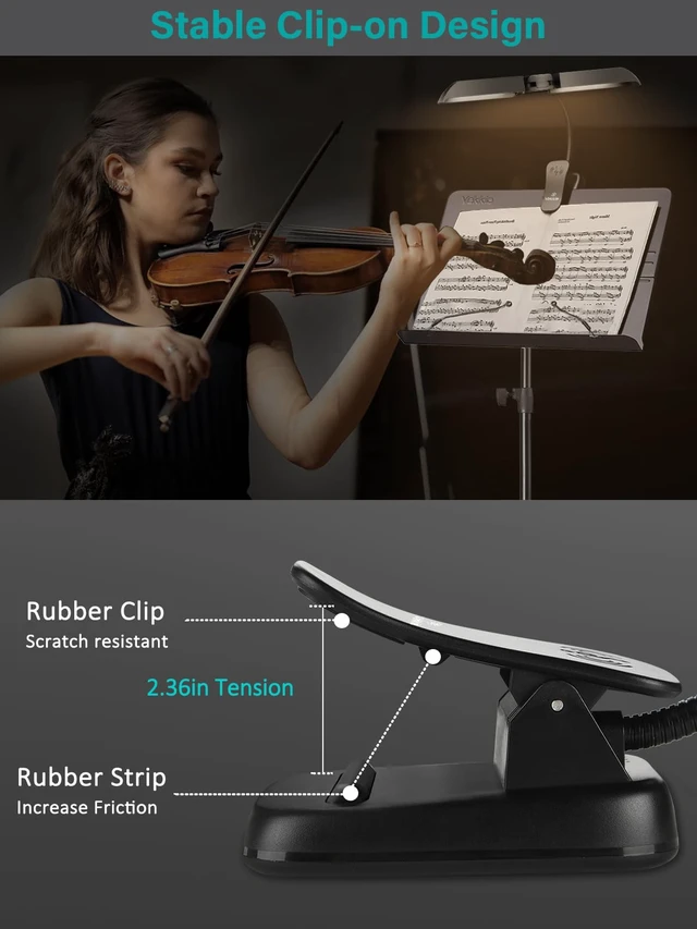 Alt view image 4 of 6 - 64 Led Rechargeable Music Stand Light - Folding Clip On Piano Lamp | Portable Professional with 5 Brightness×3 Color Temperature for Grand Piano and Book Reading