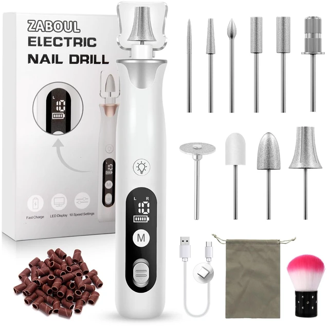 Main image of Electric Nail Drill Kit, Professional Cordless Electric Nail File for Acrylic Gel Dip Powder Nails Portable Nail Machine Kit Manicure Pedicure Tools Set with Nail Drill Bits Sanding Bands (Silver)