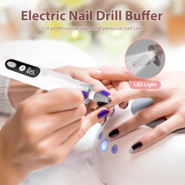 Alt view image 4 of 7 - Electric Nail Drill Kit, Professional Cordless Electric Nail File for Acrylic Gel Dip Powder Nails Portable Nail Machine Kit Manicure Pedicure Tools Set with Nail Drill Bits Sanding Bands (Silver)