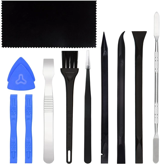 Main image of Spudger Pry Tool Kit 12 Piece Opening Tools, Metal Spudger Tool | Cleaning Cloth, Prying Cleaning & Open Tool for iPhone, Laptop, iPad, Cell Phone, MacBook, Tablet, Computer, PS4, Electronics