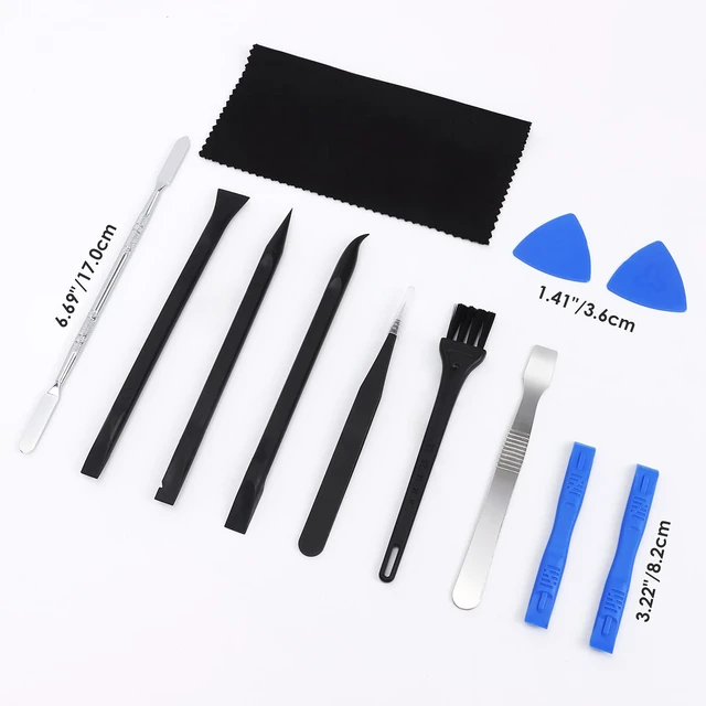 Alt view image 2 of 7 - Spudger Pry Tool Kit 12 Piece Opening Tools, Metal Spudger Tool | Cleaning Cloth, Prying Cleaning & Open Tool for iPhone, Laptop, iPad, Cell Phone, MacBook, Tablet, Computer, PS4, Electronics