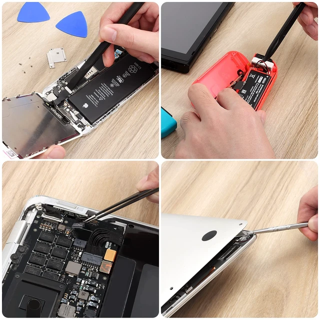 Alt view image 3 of 7 - Spudger Pry Tool Kit 12 Piece Opening Tools, Metal Spudger Tool | Cleaning Cloth, Prying Cleaning & Open Tool for iPhone, Laptop, iPad, Cell Phone, MacBook, Tablet, Computer, PS4, Electronics