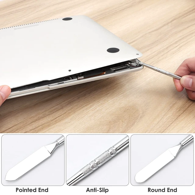 Alt view image 6 of 7 - Spudger Pry Tool Kit 12 Piece Opening Tools, Metal Spudger Tool | Cleaning Cloth, Prying Cleaning & Open Tool for iPhone, Laptop, iPad, Cell Phone, MacBook, Tablet, Computer, PS4, Electronics