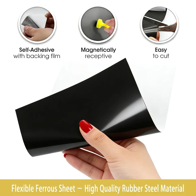 Alt view image 3 of 6 - 6 Pack, Adhesive Metal Sheets-8.5 x 12.3, Ferrous Sheet for Magnets Receptive, 30 Mil Thin Flexible Rubber Steel Mat for Crafts, Magnetic Miniatures Organization Fits Standard US Really Useful Box