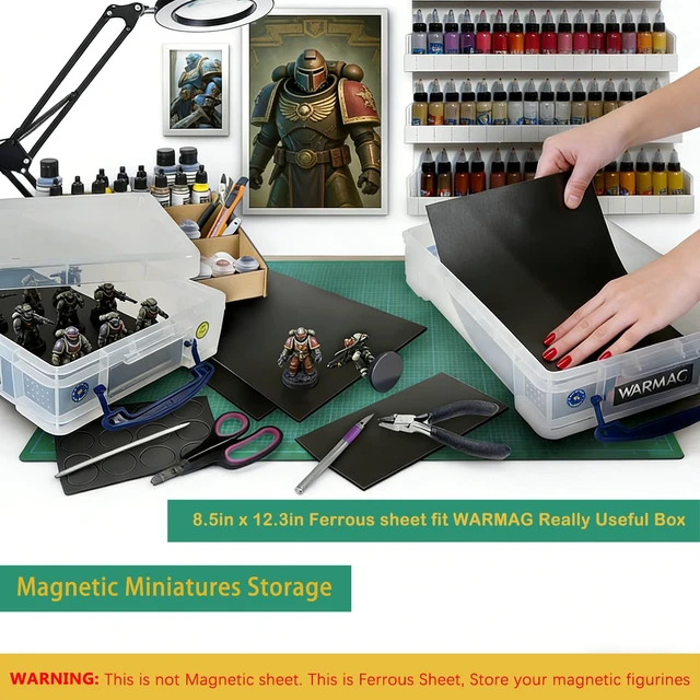 Alt view image 6 of 6 - 6 Pack, Adhesive Metal Sheets-8.5 x 12.3, Ferrous Sheet for Magnets Receptive, 30 Mil Thin Flexible Rubber Steel Mat for Crafts, Magnetic Miniatures Organization Fits Standard US Really Useful Box