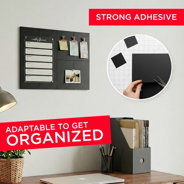 Alt view image 6 of 6 - Magnet Receptive Ferrous Sheets with Strong Adhesive Backing, Flexible Rubber Sheet Metal for Arts, Crafts, Storage, Organization, 8.5 x 12.3 (Pack of 5)