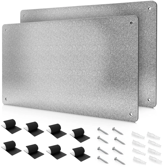 Main image of 17.7" x 11.8" 2 Pack Metal Magnetic Board - Magnet Bulletin Board to Display Magnetic Letters Numbers Animal, Poetry, Spice Jars, Notes, Photos, Suitable for Wall, Refrigerator, Cubicle, Cabinet