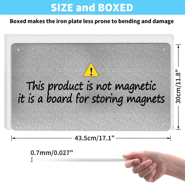 Alt view image 2 of 7 - 17.7" x 11.8" Metal Magnetic Board - Magnet Bulletin Board to Display Magnetic Letters Numbers Animal, Poetry, Spice Jars, Notes, Photos, Suitable for Wall, Refrigerator, Cubicle, Cabinet