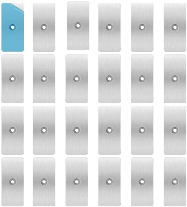 Main image of 24 Pack Adhesive Metal Plates for Magnets, Ultra-Thin Strips 2 x 0.96 Inch | Strong Adhesive Backing with Pre-Drilled Holes. Works with Magnetic Stickers, Phone Mounts, LED Lights, and Non-steel Vents