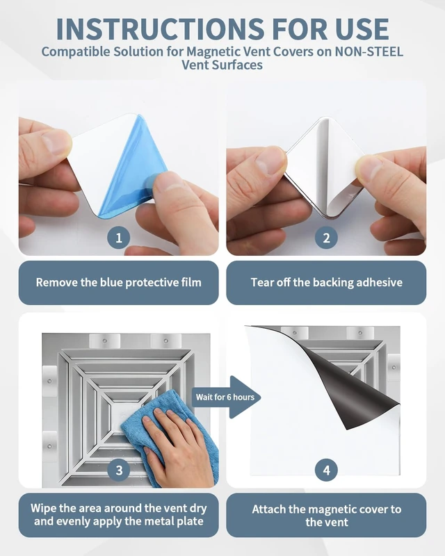 Alt view image 4 of 7 - 24 Pack Adhesive Metal Plates for Magnets, Ultra-Thin Strips 2 x 0.96 Inch | Strong Adhesive Backing with Pre-Drilled Holes. Works with Magnetic Stickers, Phone Mounts, LED Lights, and Non-steel Vents