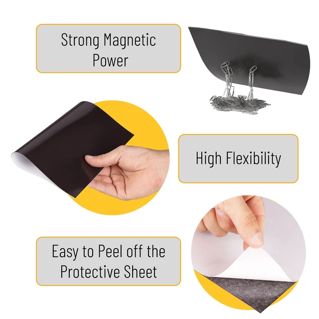 Alt view image 3 of 7 - Adhesive Magnetic Sheets, 8" x 10", 4 Pack, Cuttable Magnets Flexible Magnet Sheets with Adhesive for Crafts Photos, Classroom Decorations, Easy Peel and Stickers for Planning