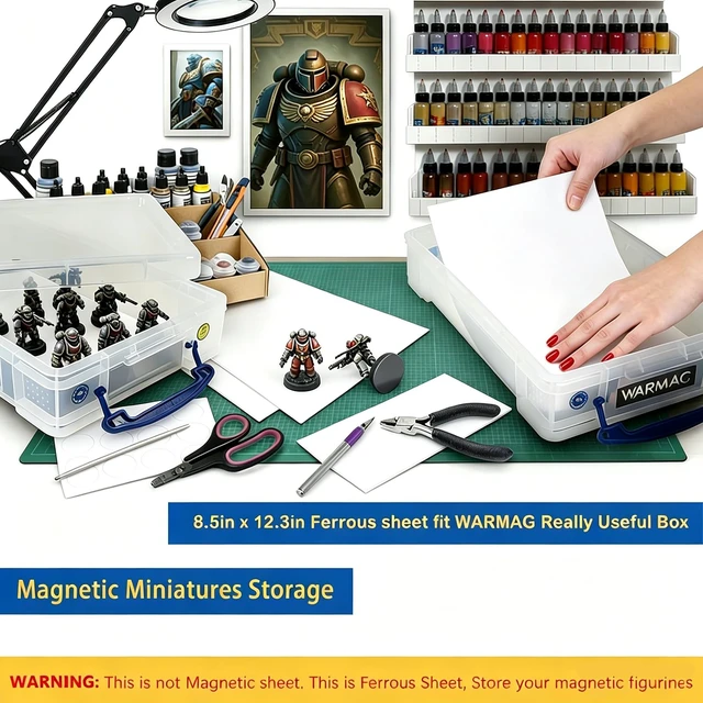 Alt view image 5 of 7 - 2 Pack, White Metal Sheets with Adhesive-8.5 x 12.3, Ferrous Sheet for Magnets Receptive, 40 Mil Magnetic Miniatures Organization Fits Standard US Really Useful Box
