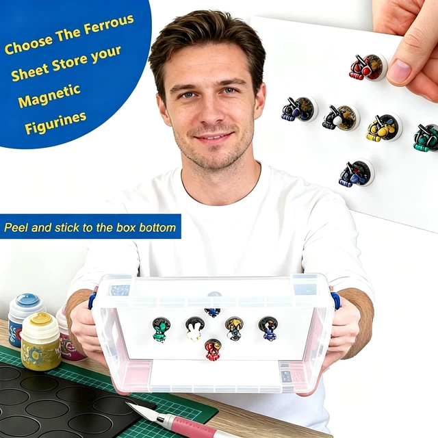 Alt view image 6 of 7 - 2 Pack, White Metal Sheets with Adhesive-8.5 x 12.3, Ferrous Sheet for Magnets Receptive, 40 Mil Magnetic Miniatures Organization Fits Standard US Really Useful Box