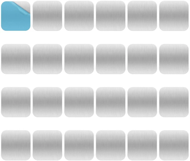 Main image of 24 Pack Adhesive Metal Plates for Magnetic Mount, 1.6x1.6in Metal Strips for Magnets, Rectangular Steel Sheets for Non-Steel Vents (0.02 in)