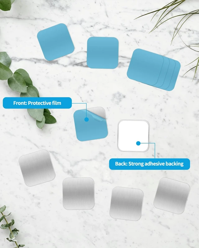Alt view image 3 of 7 - 24 Pack Adhesive Metal Plates for Magnetic Mount, 1.6x1.6in Metal Strips for Magnets, Rectangular Steel Sheets for Non-Steel Vents (0.02 in)