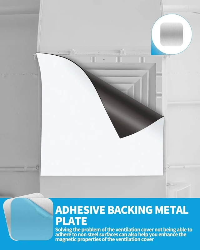 Alt view image 4 of 7 - 24 Pack Adhesive Metal Plates for Magnetic Mount, 1.6x1.6in Metal Strips for Magnets, Rectangular Steel Sheets for Non-Steel Vents (0.02 in)