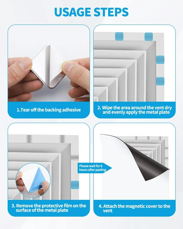 Alt view image 6 of 7 - 24 Pack Adhesive Metal Plates for Magnetic Mount, 1.6x1.6in Metal Strips for Magnets, Rectangular Steel Sheets for Non-Steel Vents (0.02 in)