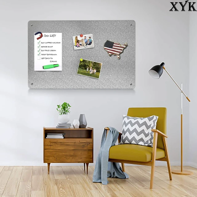 Alt view image 4 of 7 - 17.7" x 11.8" Metal Magnetic Board - Magnet Bulletin Board to Display Magnetic Letters Numbers Animal, Poetry, Spice Jars, Notes, Photos, Suitable for Wall, Refrigerator, Cubicle, Cabinet