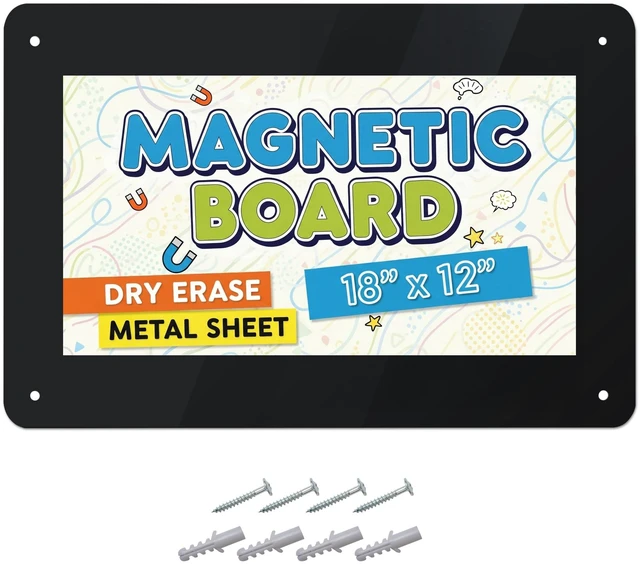 Main image of Magnetic Board Magnet Board for Wall Metal Sheets for Magnets Black 18x12 | Kids, Bulletin, Hanging, Memo, Plate, Souvenir, Large Display Panel, Photo, Dry Erase, Classroom, Decorative