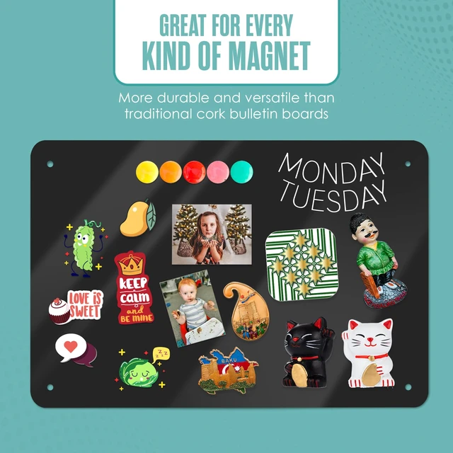 Alt view image 3 of 7 - Magnetic Board Magnet Board for Wall Metal Sheets for Magnets Black 18x12 | Kids, Bulletin, Hanging, Memo, Plate, Souvenir, Large Display Panel, Photo, Dry Erase, Classroom, Decorative