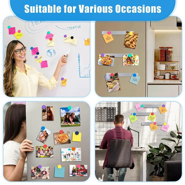 Alt view image 3 of 7 - 6Pcs Magnetic Strip, Metal Magnet Board with 20 pcs Colorful Magnet | Magnetic Strips with Adhesive Backing for DIY, whiteboards & Fridge