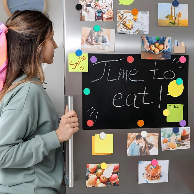 Alt view image 5 of 7 - 6Pcs Magnetic Strip, Metal Magnet Board with 20 pcs Colorful Magnet | Magnetic Strips with Adhesive Backing for DIY, whiteboards & Fridge