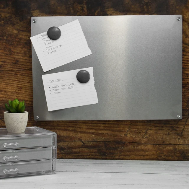 Alt view image 6 of 7 - (200 in²) 20x10 Stainless Steel Sheet Metal with 1mm Thickness | Bulletin Board to Hang Your Magnets, Magnetic Spice Jars, Office, Jewelry, Crafting, Cabinets, Kitchen Splash Guard