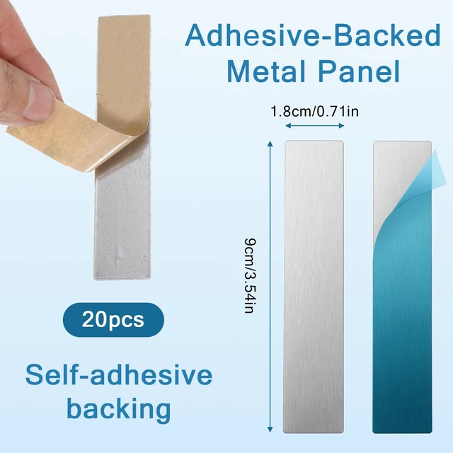 Alt view image 3 of 7 - 20Pcs Metal Strips with Adhesive Backing Metal Tape for Magnets Adhesive Metall Plate for Magnetics Mount Steel Strips for Magnets Stick on Non-Steel Vents, 3.54x0.71in, Rectangular