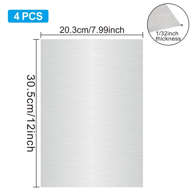 Alt view image 2 of 7 - 4PCS 8"x12"x1/32 Stainless Steel Sheets Metal Sheet Plates for Magnetic Mount Board Wall,Tickness 0.8mm 430 Stainless Steel Shim Stock Plates for Crafting, Kitchen, Office