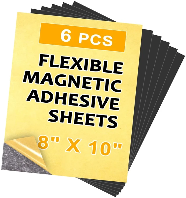 Main image of Cuttable Adhesive Magnetic Sheets 6 Pack, Each 8" x 10" | Stick Magnetic Paper with Adhesive Backing for Crafts, Paper Magnets and Stickers