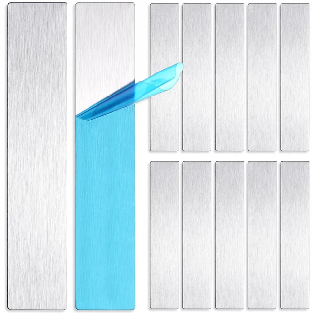 Main image of 10 Pack Metal Plate for Magnets, 3.54x0.71 in Adhesive Metal Strips with Adhesive, Rectangular Magnetic Sheets for LED Lights, Phone Mounts Non-Steel Vent Covers