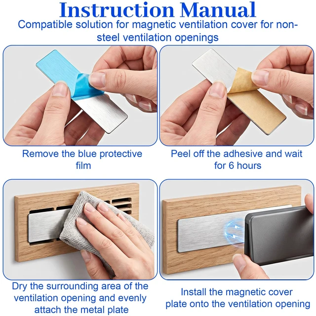 Alt view image 5 of 7 - 10 Pack Metal Plate for Magnets, 3.54x0.71 in Adhesive Metal Strips with Adhesive, Rectangular Magnetic Sheets for LED Lights, Phone Mounts Non-Steel Vent Covers
