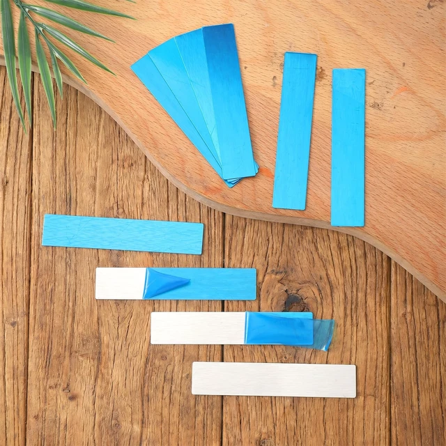 Alt view image 7 of 7 - 10 Pack Metal Plate for Magnets, 3.54x0.71 in Adhesive Metal Strips with Adhesive, Rectangular Magnetic Sheets for LED Lights, Phone Mounts Non-Steel Vent Covers